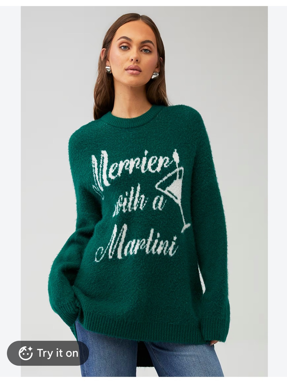 Show Me Your Mumu Merrier With a Martini Crewneck Sweater Holiday Sweater Large